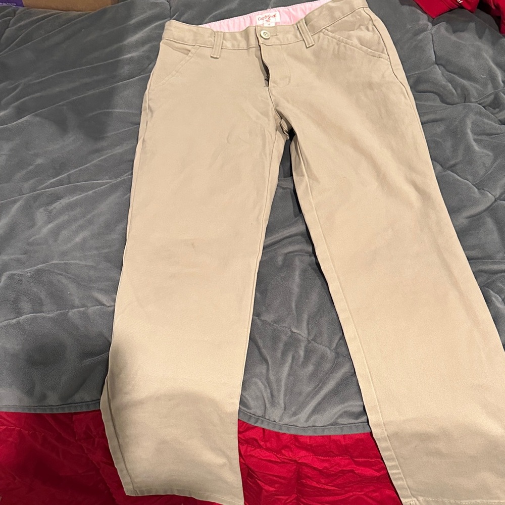Cat & Jack Girls Size 12 Uniform Khaki Kids Pants